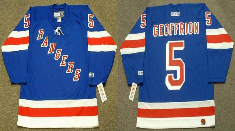 2019 Men New York Rangers #5 Geoffrion blue CCM NHL jerseys->new york rangers->NHL Jersey